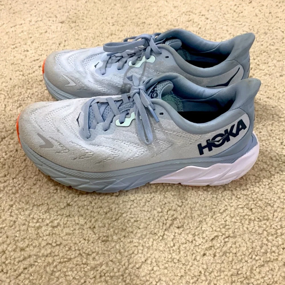 WOMENS 7.5 blue and white HOKAS - Picture 2 of 4